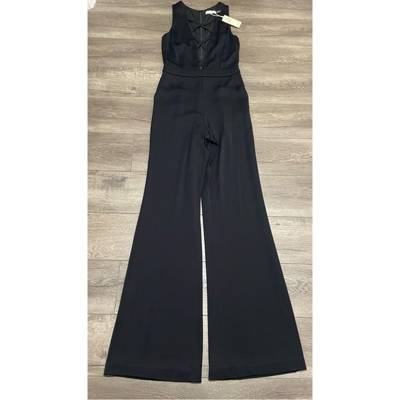RAMY BROOK Otto Cutout Flare Jumpsuit Black Sleeveless Pockets NWT $545. - Picture 2 of 9